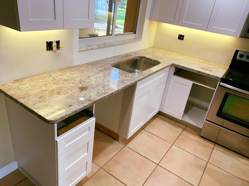 Ocean Pearl Granite Modern Kitchen, Prefab Granite Countertops Houston