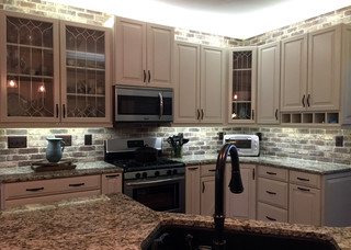old mill brick backsplash