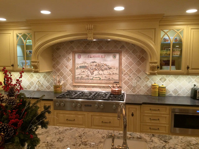 Old World Cartography Avellino Italy Custom Painted Backsplash Tile Mural Kitchen Phoenix By Hand Painted Tile Murals Glass Porcelain By Julia