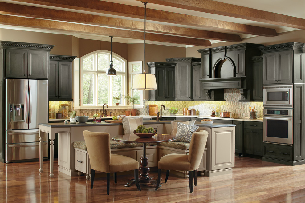 This is an example of a traditional grey and cream kitchen in Other.