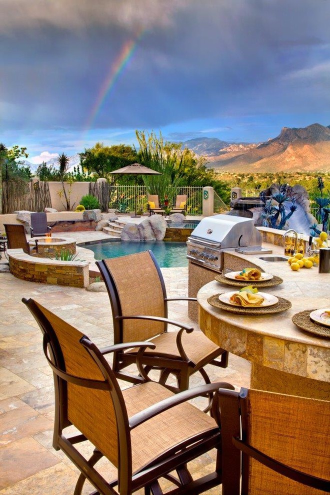 Design ideas for a large southwestern landscaping in Phoenix.