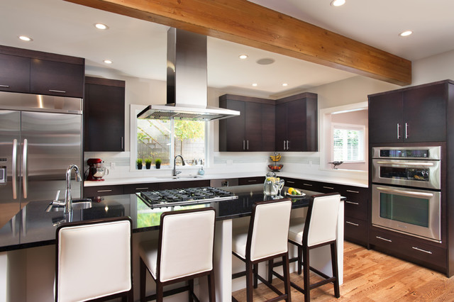 Open Concept Kitchen With Exposed Beams - Contemporary - Kitchen ...