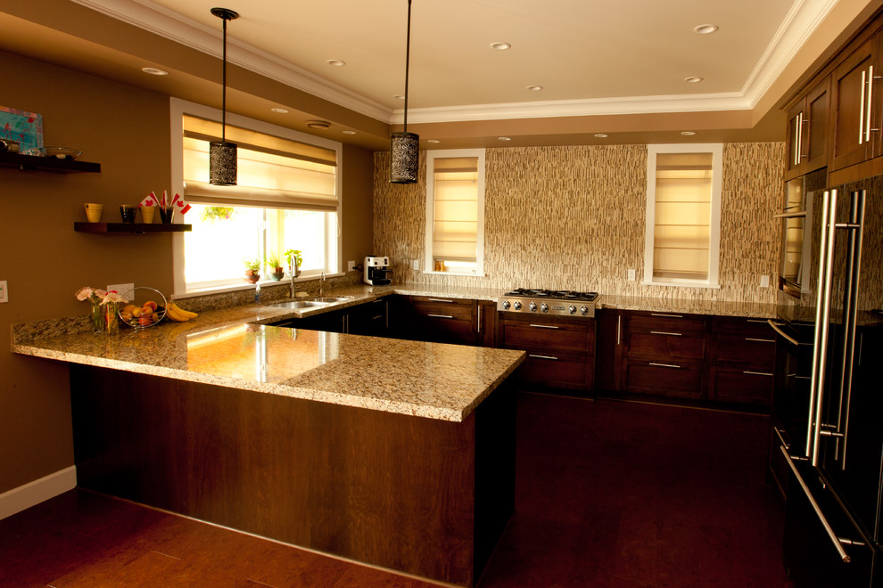 Open Concept No Upper Cabinet U Shape Kitchen - Contemporary - Kitchen ...