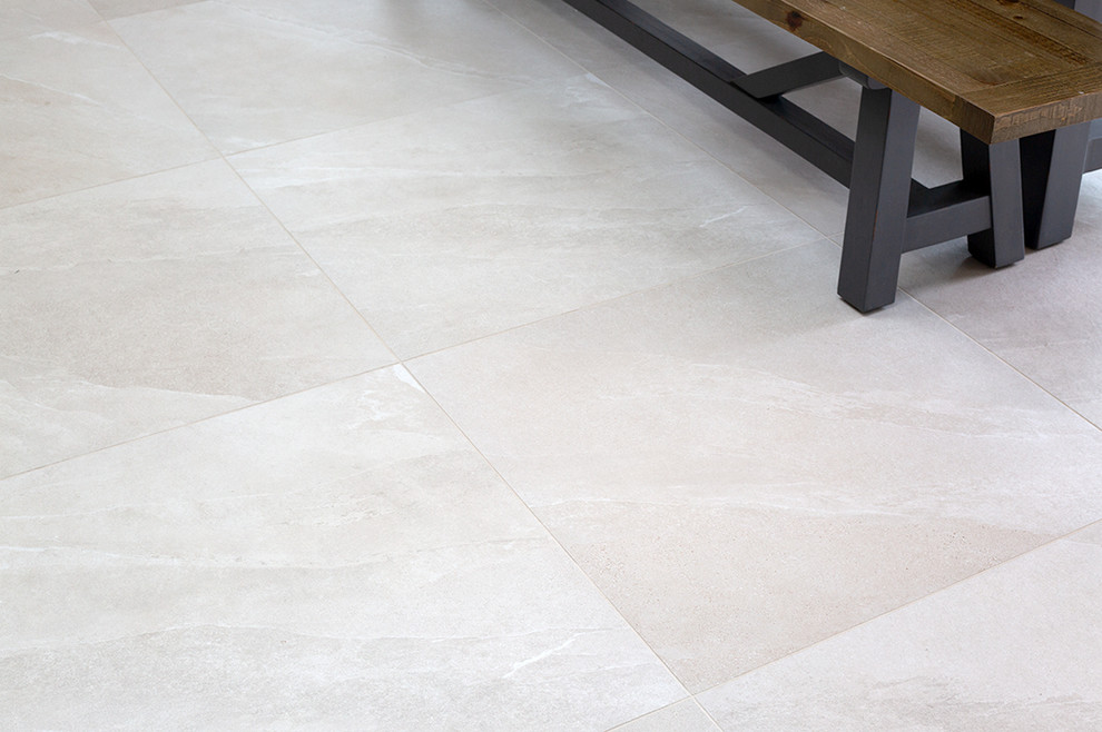 Esempio di una grande cucina design con pavimento in gres porcellanato e pavimento beige