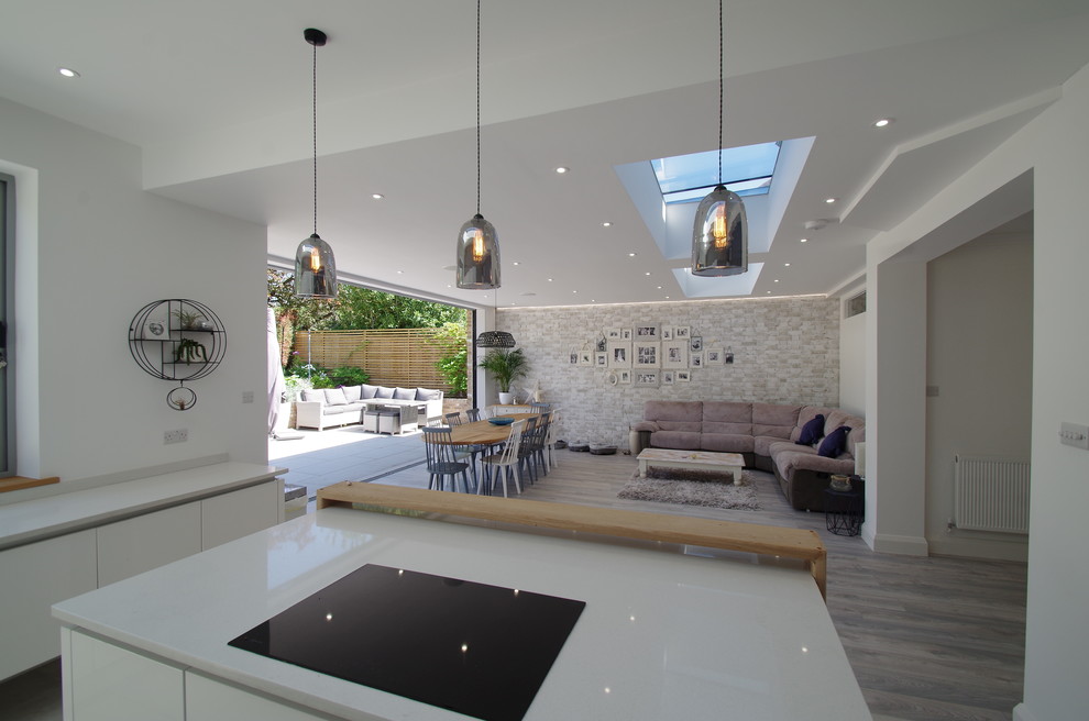 Open Plan Kitchen Diner Opening Onto, How To Light An Open Plan Kitchen Diner