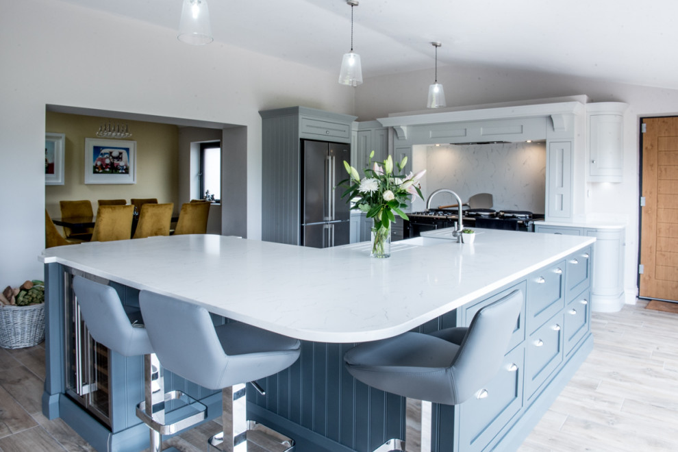 Large contemporary kitchen in West Midlands.