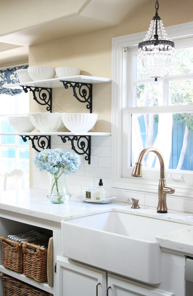 Open Shelving French Country Kitchen - Transitional - Kitchen - Los ...