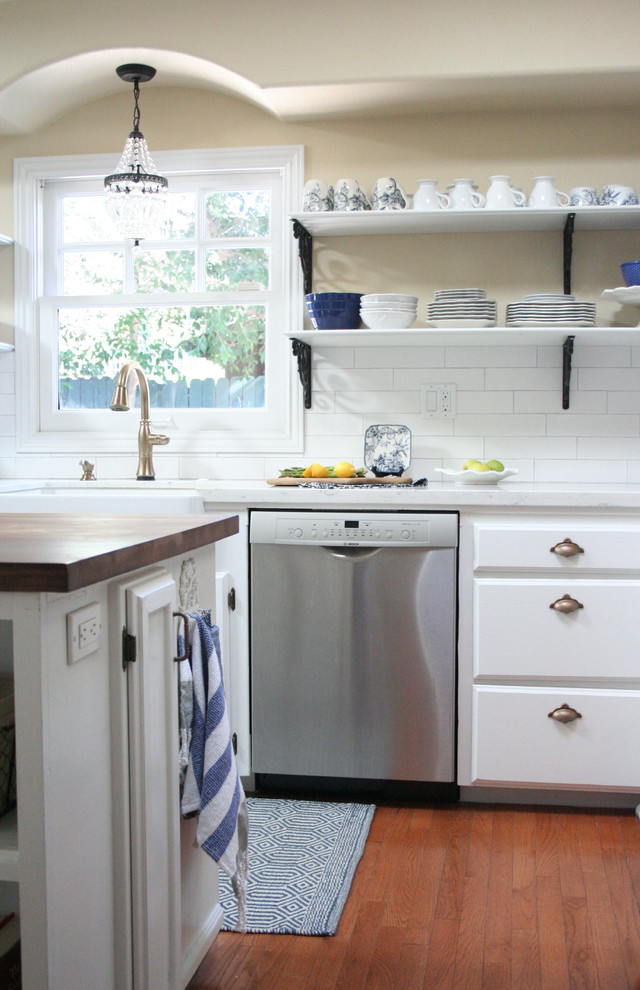 Open Shelving French Country Kitchen Transitional Kitchen Los