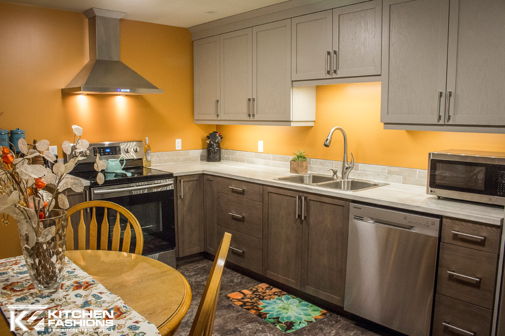 Orange and grey kitchen Contemporary Kitchen Other by Home