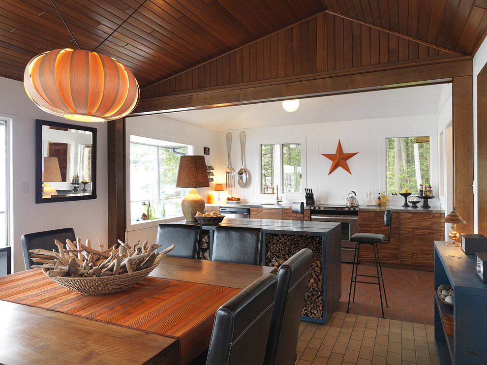 Beach style eat-in kitchen photo in Vancouver with stainless steel appliances