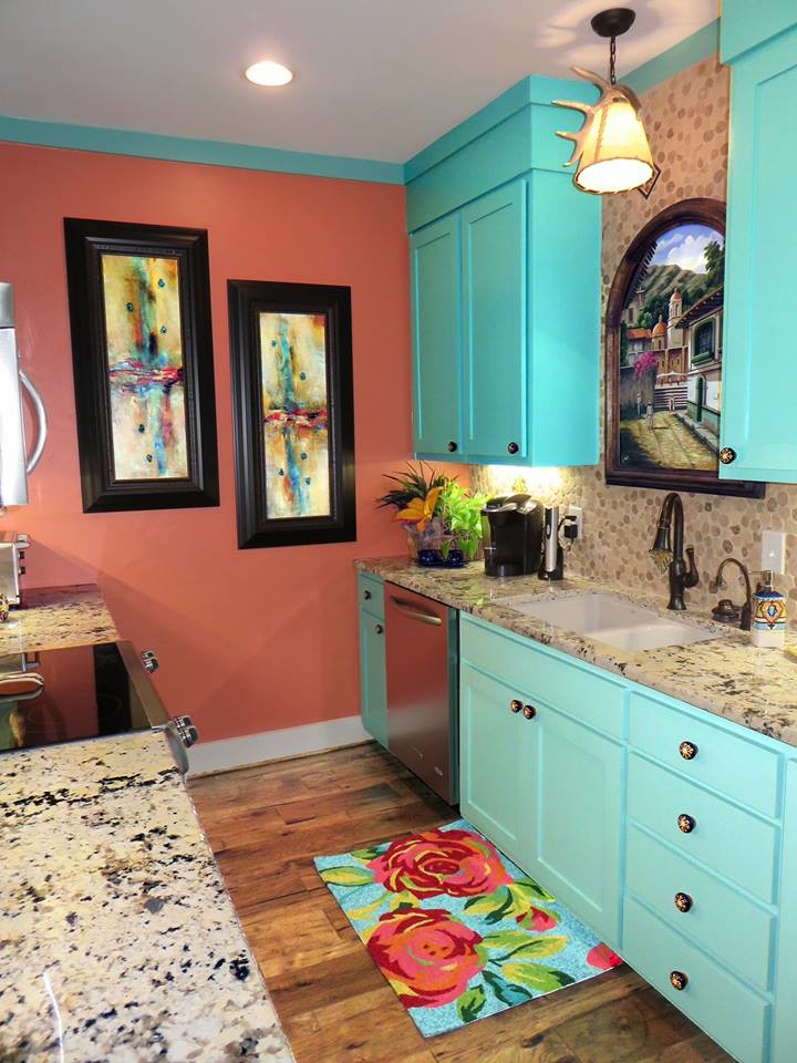 Oro Valley Kitchen with a Turquoise Island - Southwest Kitchen