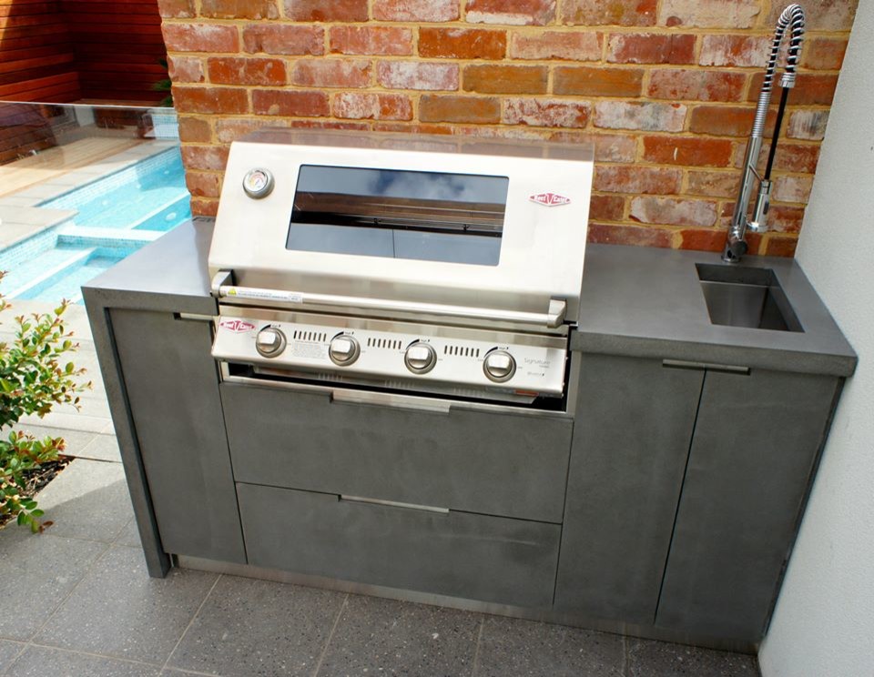 Outdoor Kitchen Polished Concrete Benchtops, Doors and Drawers