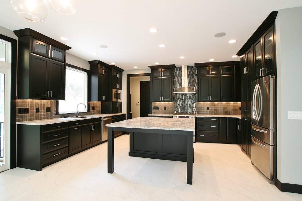 Painted Black Modern Kitchen Chicago by Finishing