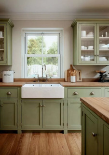 75 Kitchen with Green Cabinets and Black Backsplash Ideas You'll Love -  January, 2024