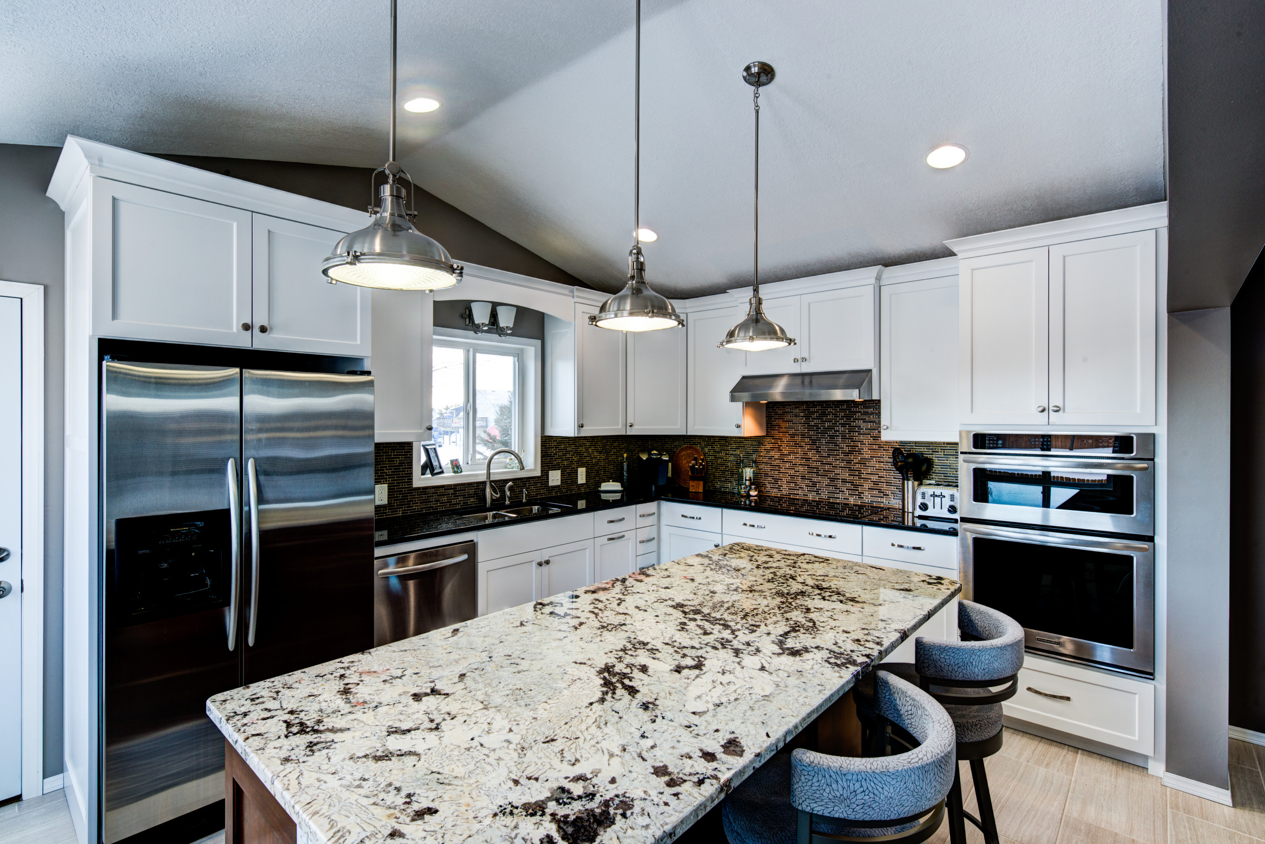 Painted Cabinets With Alaska White Granite On The Island Transitional Kitchen Minneapolis By Dovetail Kitchen Designs Houzz