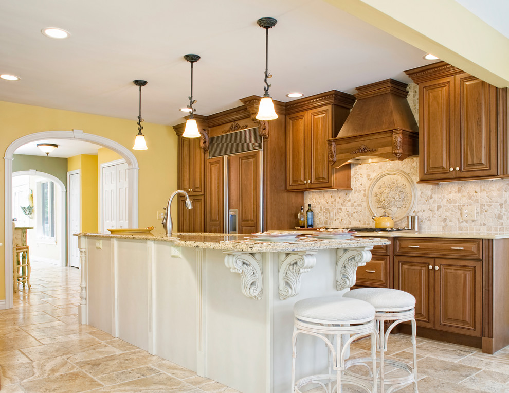 Painted island with cherry Traditional Kitchen Detroit