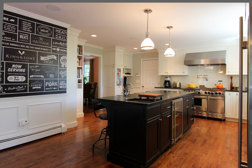 Large traditional kitchen in Boston.