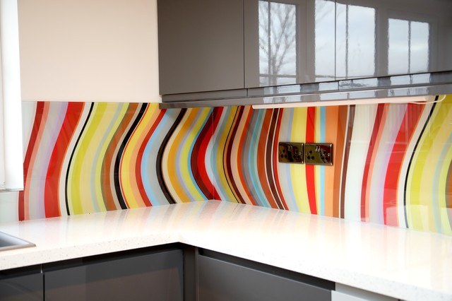 Paul Smith Curved Stripes Glass Splashback - Contemporary - Kitchen -  Cheshire - by Pro Glass 4 | Houzz