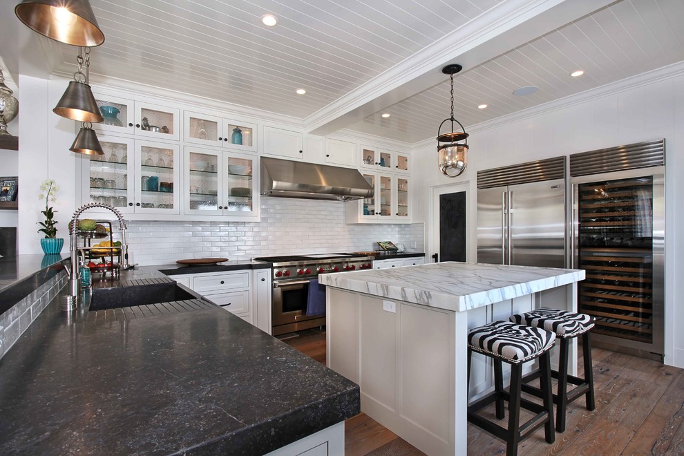 Design ideas for a coastal kitchen in Orange County.