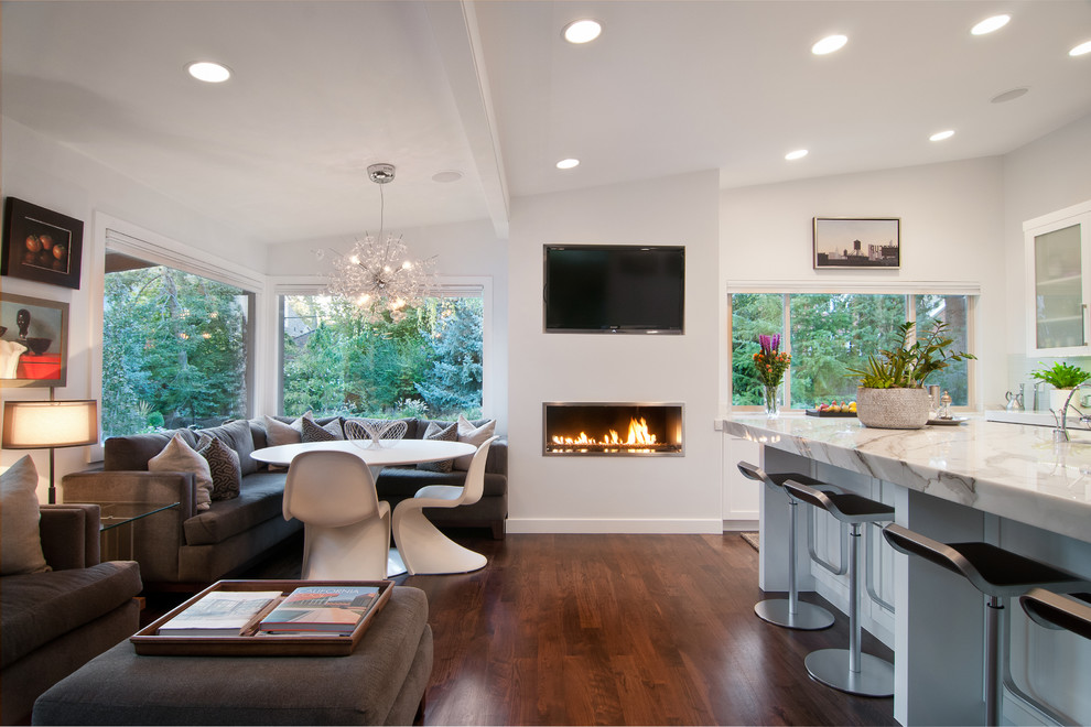 Inspiration for a contemporary open concept kitchen remodel in Salt Lake City with blue cabinets