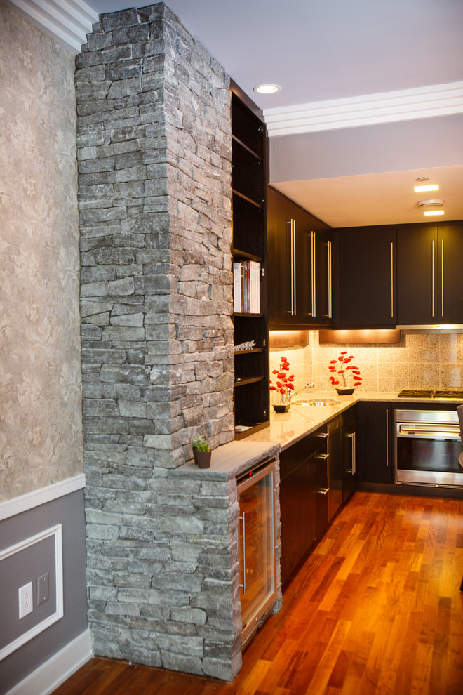 Penthouse with New England Natural Stone Fireplace and Wine Cooler