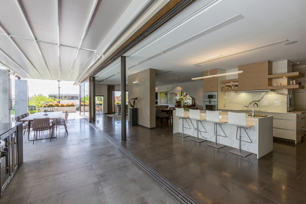 This is an example of a contemporary kitchen/diner in Perth.