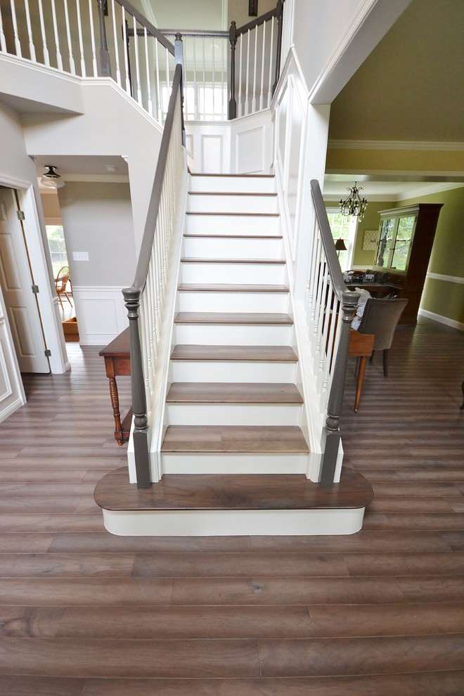 Inspiration for a large transitional staircase remodel in Philadelphia
