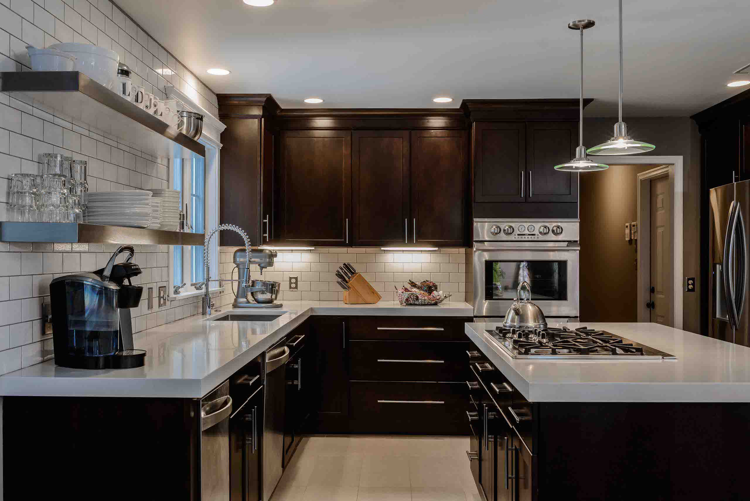 Dark Cabinets White Backsplash Houzz