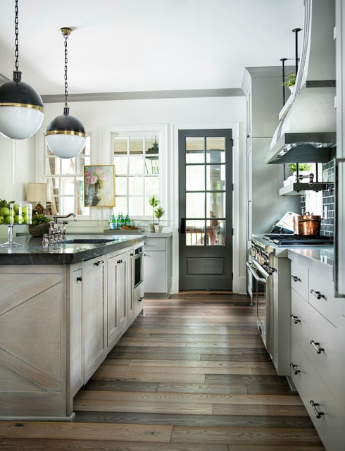 Pietra Grey Honed Marble island - Transitional - Kitchen - Atlanta - by ...