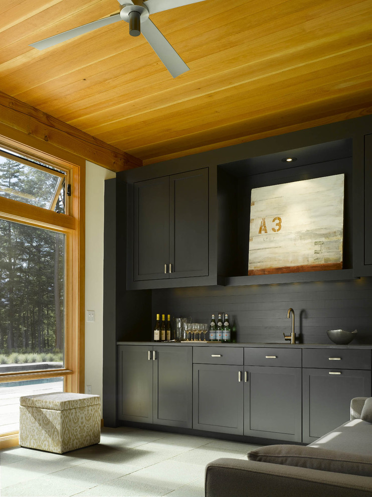 Inspiration for a modern kitchen remodel in Burlington with black cabinets