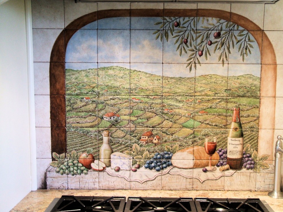 Friends by W Trood dogs umbrella Tile Mural Kitchen Backsplash Ceramic 10x8 