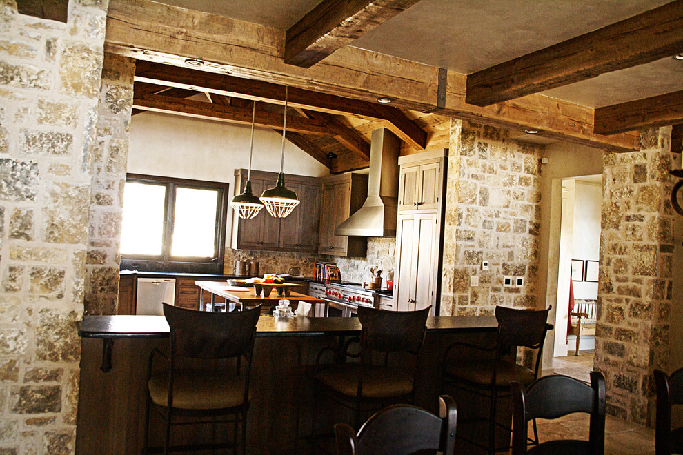 Inspiration for a rustic kitchen remodel in Dallas