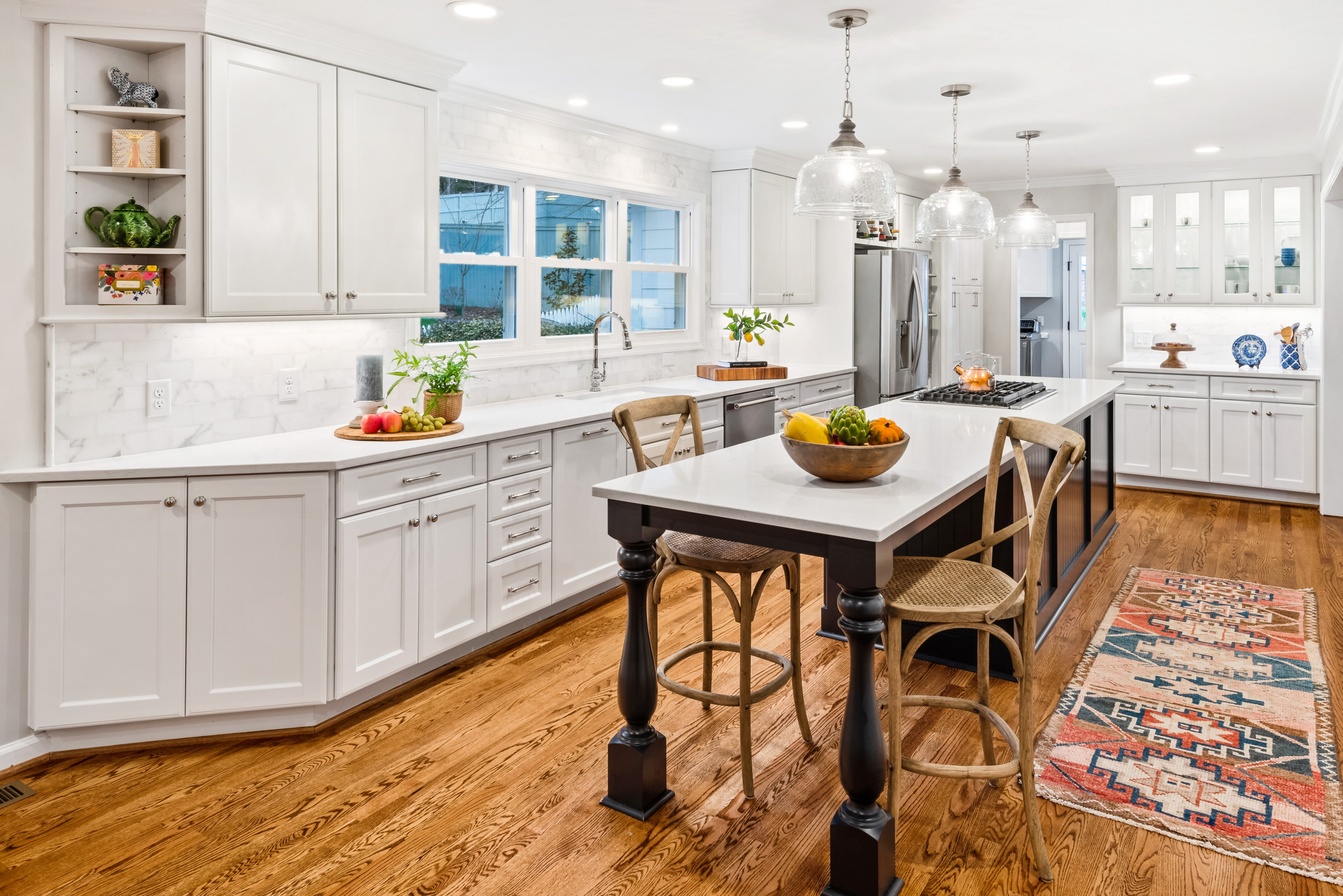 Turquoise Kitchen Island - Contemporary - kitchen - Benjamin Moore Lookout  Point - Lauren Shadid Architecture