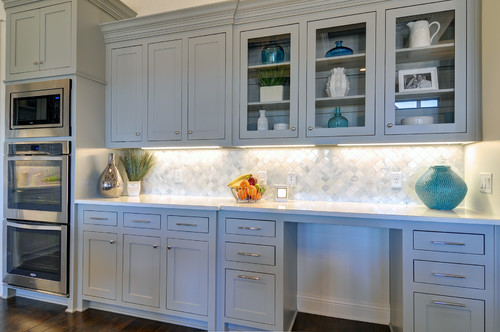 gray pastel kitchen cabinets