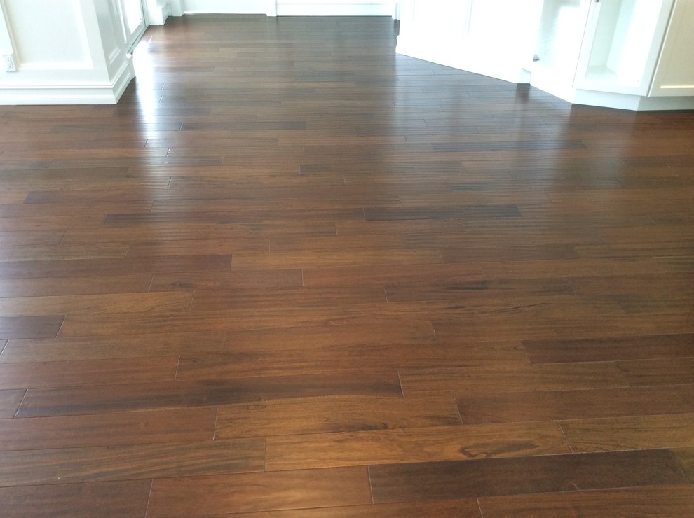 Prefinished stained Brazilian Cherry, hand scraped Modern Kitchen