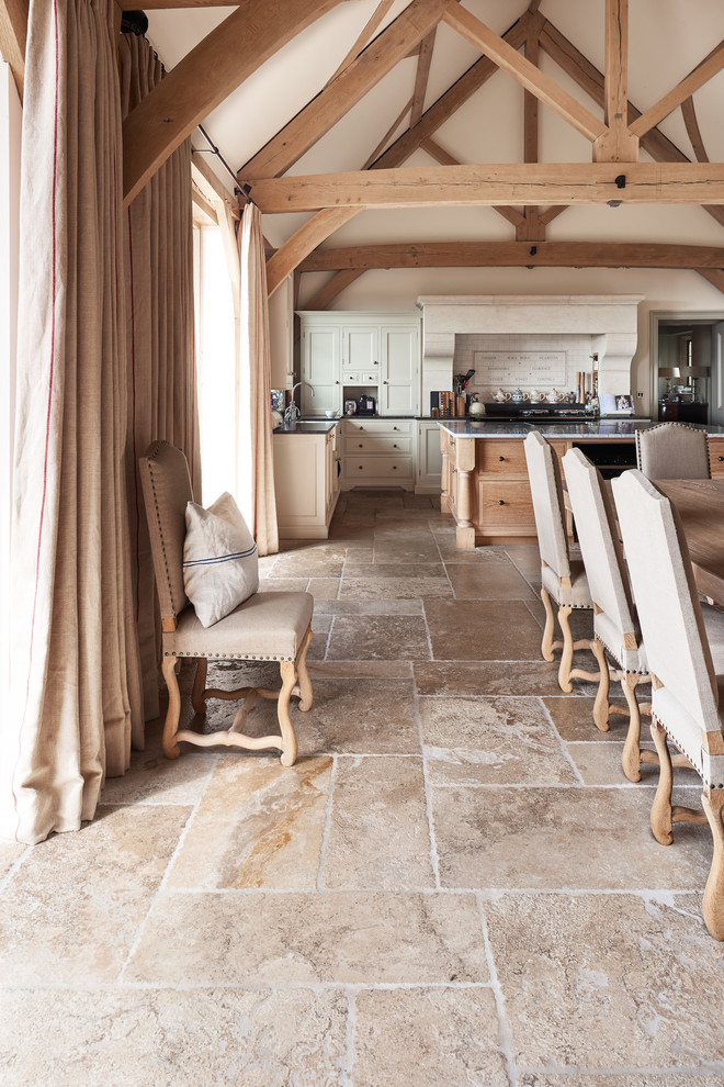 Classic kitchen in Wiltshire with limestone flooring.