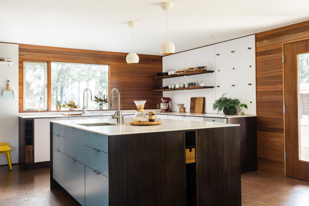 Inspiration for a mid-century modern kitchen remodel in Boston