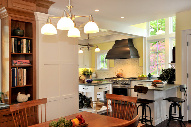Quaint Victorian Kitchen with Dramatic Metal Range Hood - Victorian ...