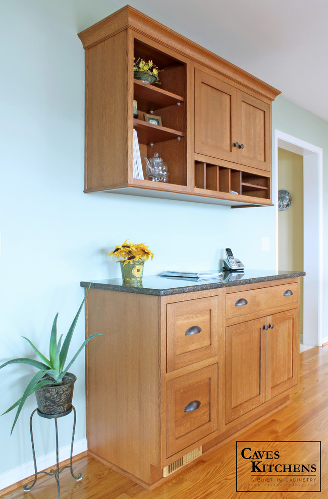 Quarter Sawn White Oak Kitchen with Island & Desk Area Transitional