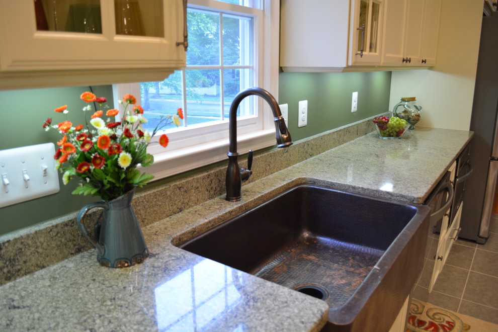 Quartz Countertop With Copper Farm Sink Transitional Kitchen Dc Metro By Creative Spaces Remodeling Llc Houzz