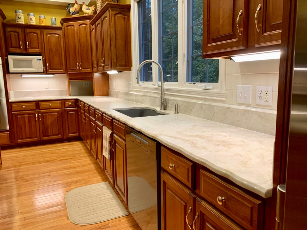 Quartzite Taj Mahal Craftsman Kitchen Indianapolis by Indy