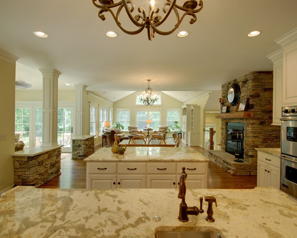 Photo of a classic open plan kitchen in Columbus with granite worktops.