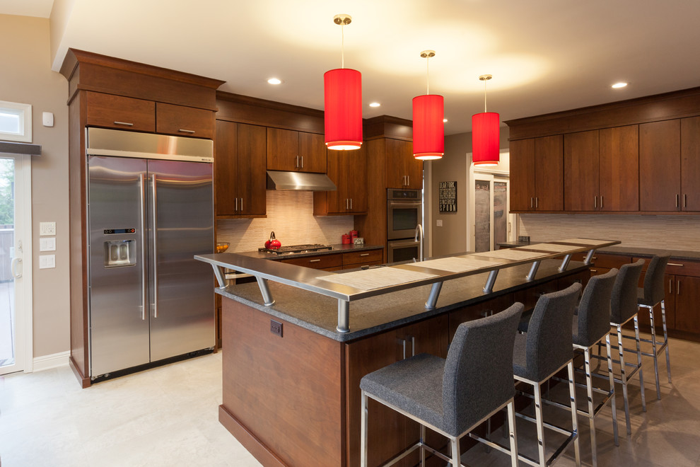 Raised Countertop Island - Large Kitchen - Contemporary - Kitchen - New