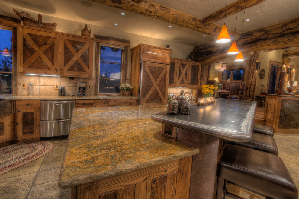 Mountain style kitchen photo in Denver