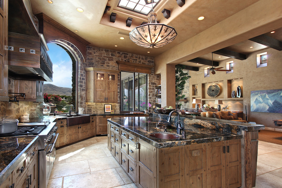 This is an example of a rustic kitchen in Orange County.
