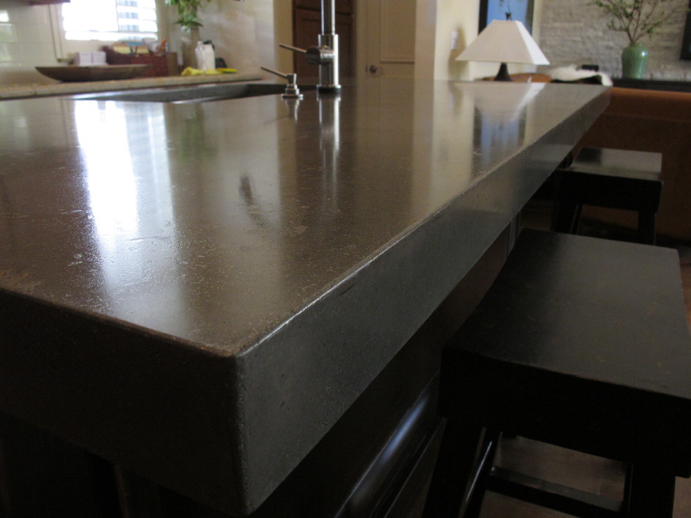Raw Concrete Look Kitchen Island Modern Kitchen Miami by