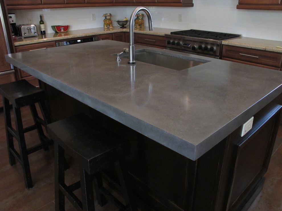 Raw Concrete Look Kitchen Island Transitional Kitchen Miami by Thiel Studios Houzz
