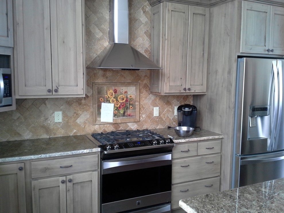 RB Salida Sawdust Finish Perimeter Barnyard Red Beadboard Island