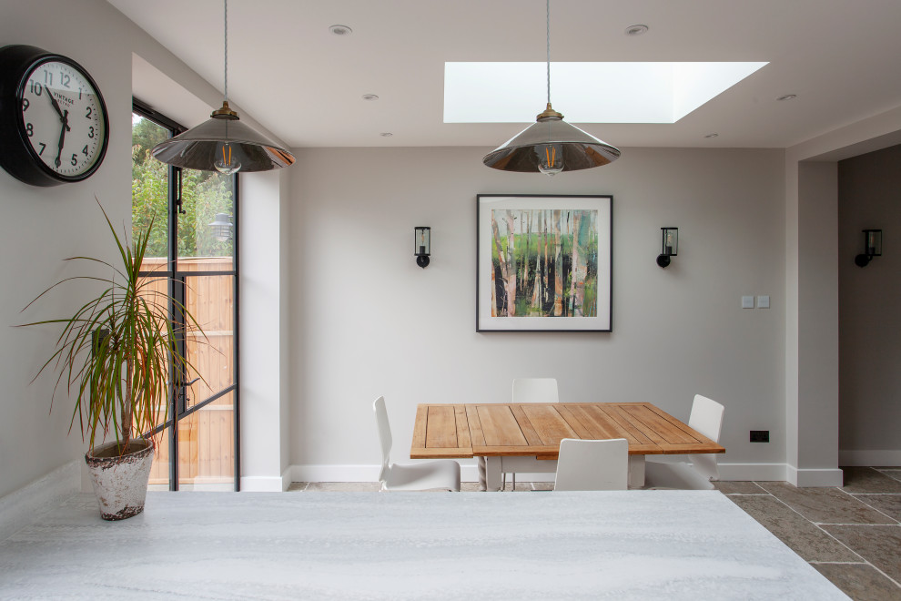 Small modern open plan dining room in London.