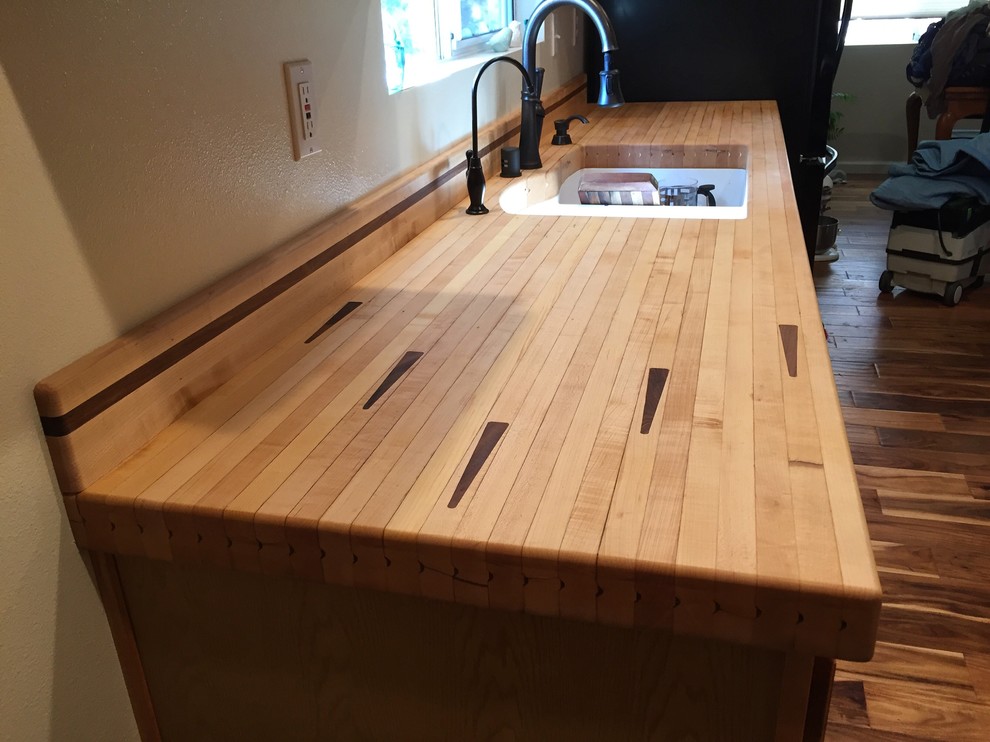Reclaimed Maple Bowling Lane Counters, Reclaimed Bowling Alley Kitchen Island